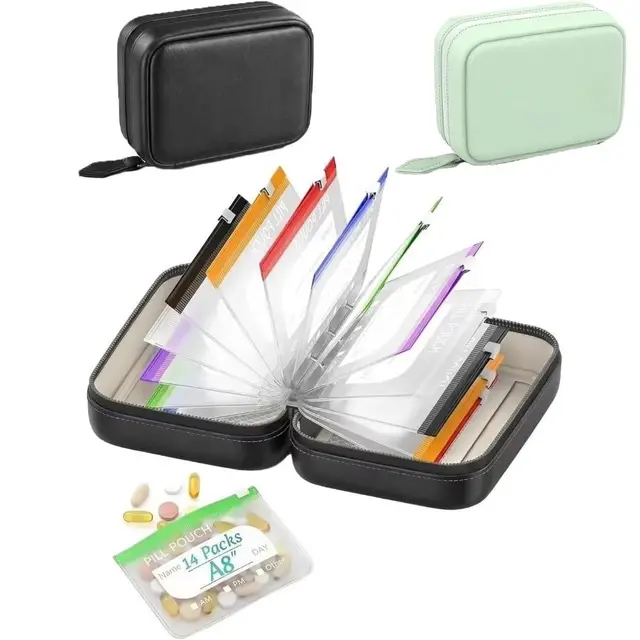 7/14PCS BPA-Free Weekly Pill Organizer Color Coded Zipper Design Medicine Pouch Set Waterproof Reusable Vitamin Storage Holder 3
