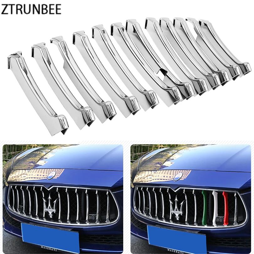 

Chrome Front Grill Mesh Grille Molding Trim Cover Garnish Strip Styling Accessories for Maserati Ghibli 2014 2015 2016 2017