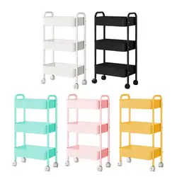 3 Tier Mobile Storage Rack Trolley Organizer With Wheels Kitchen Organizers Household Cart Mobile Trolley Storage Organizer Tool