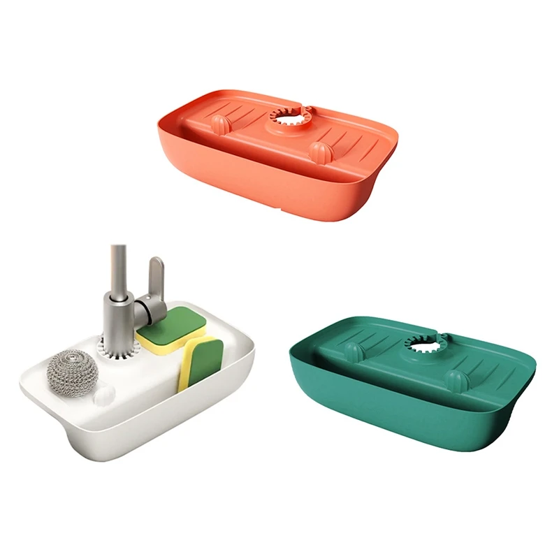 Household Sink Drain Rack Faucet Splash Proof Drain Rack Pad Sponge Rag Steel Wool Gadget Storage Box