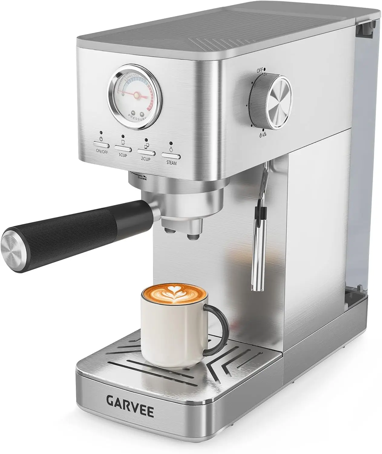 1.4L Semi-Automatic Espresso Machine with Bean Crusher 20 Bar Pump Professional Portafilter Coffee Machine for Barista Espresso Latte and Cappuccino