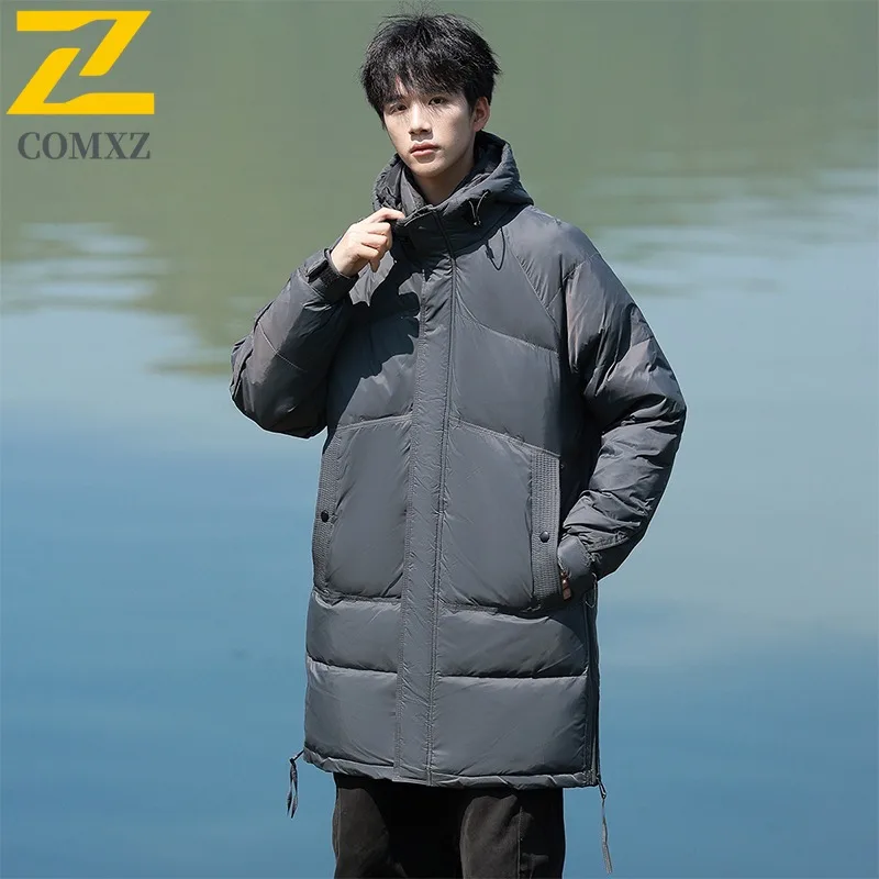COMXZ Men Long Down Jacket Hooded Cold Protection Cold Protection Warm Padded Jackets Leisure Travel Comfortable Winter Coat