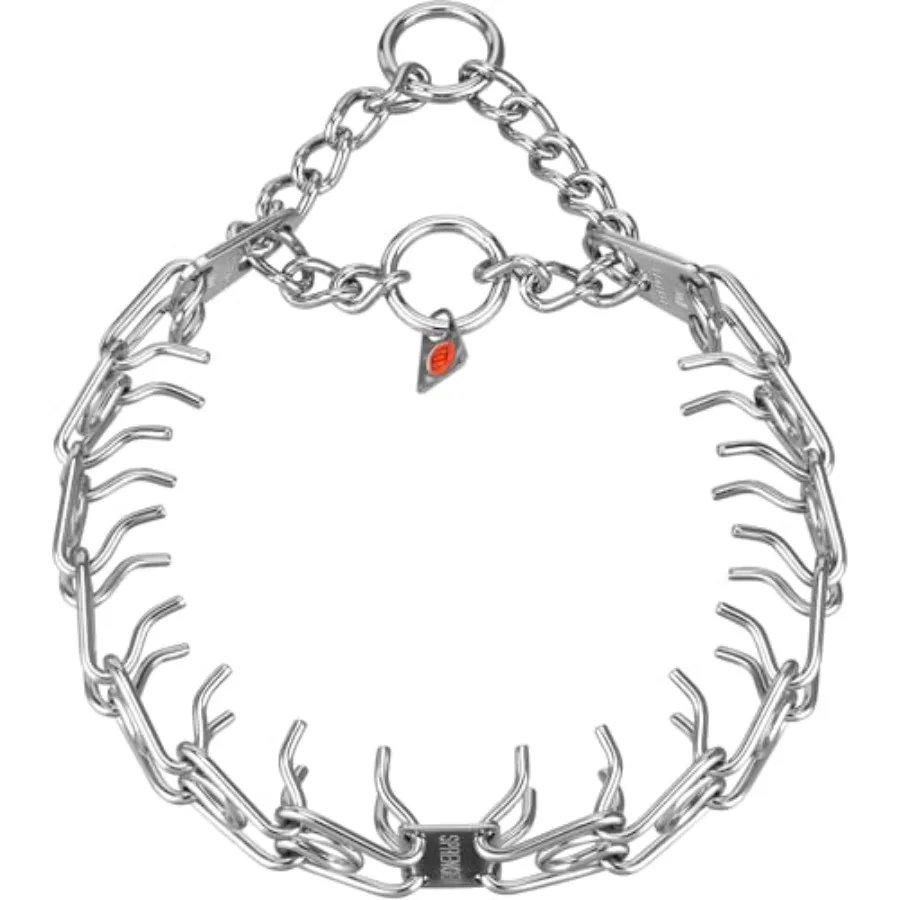 

Dog training collar for anti-pull use, stainless steel material, silver color, ultra-secure O-ring design with 3.0 mm prongs an