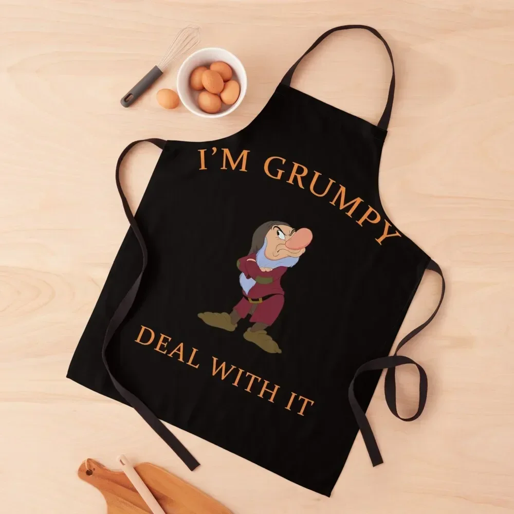 I'M GRUMPY Deal With It funny santa gift for christmas Apron Teacher Trim Cloth carpenter Apron