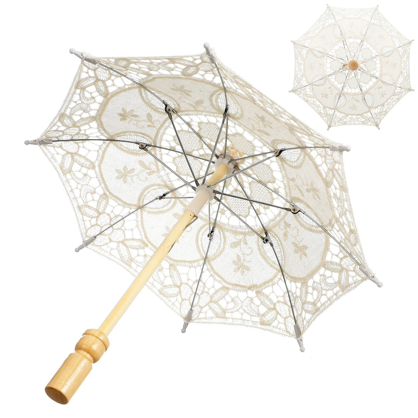 

Elegant Lace Parasol Wedding Umbrella Handheld Bridal Sunshade with Ergonomic Handle for Photography Tea Party Dress Up Events