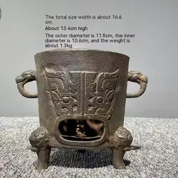 Retro cast iron charcoal barbecue grill one-person table BBQ heating brazier tea-making wine-warming stove antique collection no