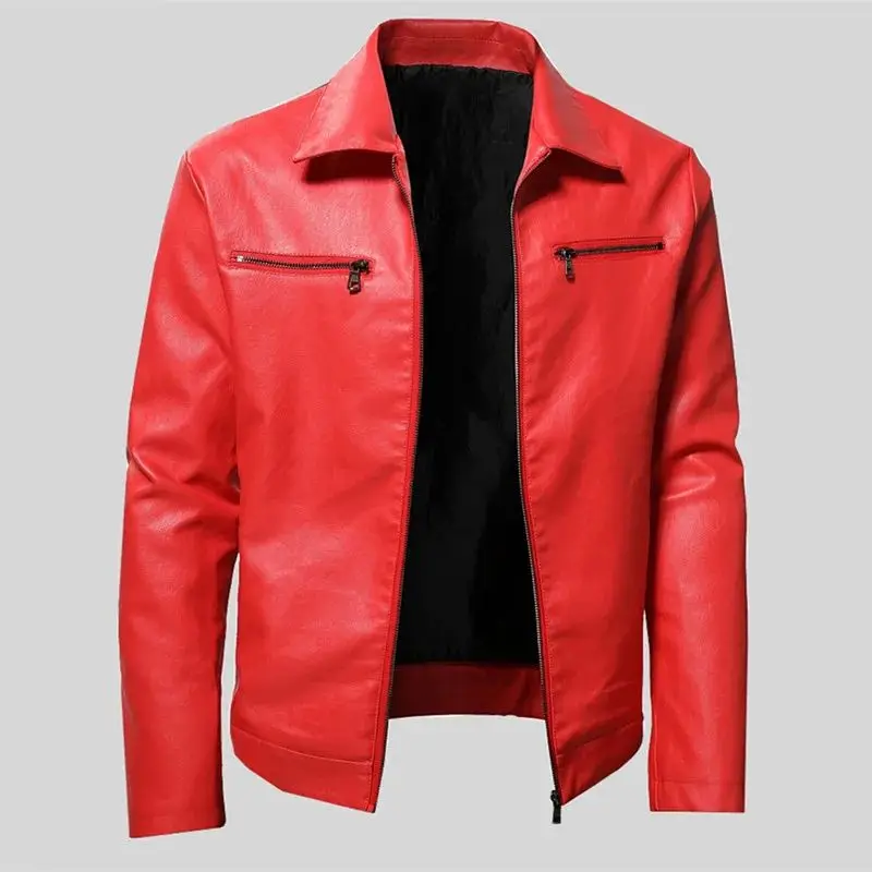 

2024 Spring Men's Motorcycle Jaet Casual Leather Coat Long Sle Youthful Vitali Design Turn down Collar Faionable Men'...
