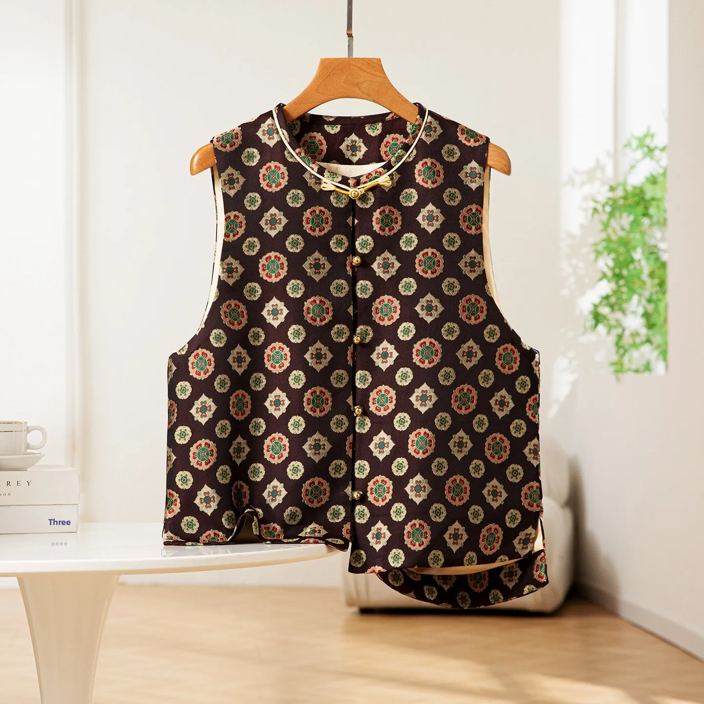 

Laoqianhua Women's Silk Tang Suit Vest round Ne Song Jin Button up Traditional Chinese Sle Outerwear Faionable Versatile