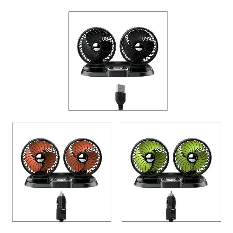 

USB 5V 12V 24V двойной для головного автомобильного вентилятора с 2 USB-портами, 2-скоростной автомобильный вентилятор для T