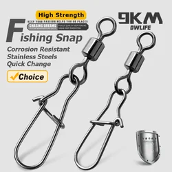 Duo-Lock Snap Swivels 50~200Pcs Fishing Swivel Snap Stainless Brass Saltwater Fishing Rolling Barrel Swivel Connectors Tackle