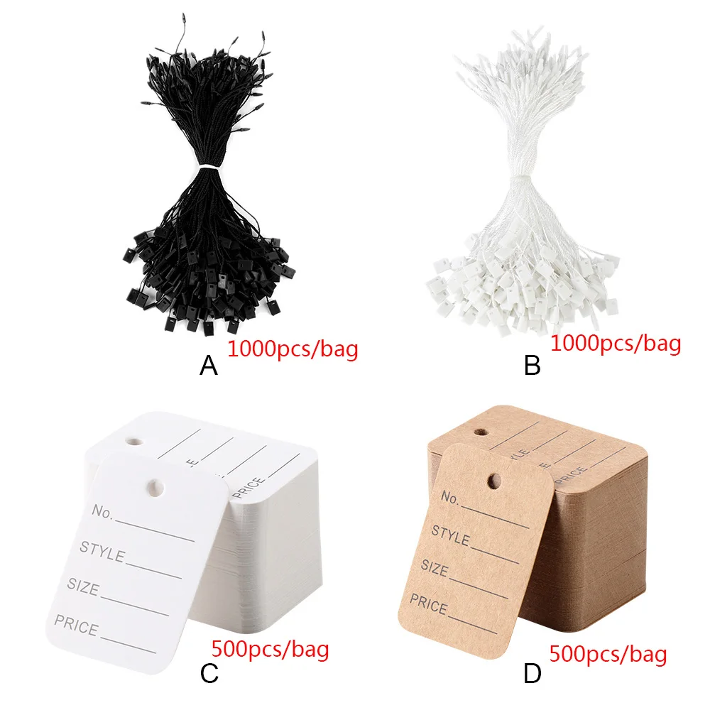 500/1000PCS DIY Fittings Retail Snap Lock Hangtags Price Tags Hang Tag String Clothing Label view 5