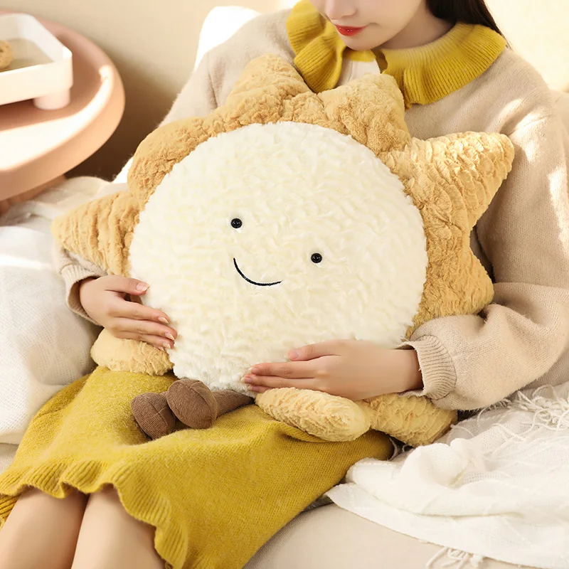 Kawaii Smile Face Moon Star Sun Plushie Stuffed Cute Cartoon Weather Plush Toy for Kid Bedroom Decor Sofa Cushion Throw Pillow