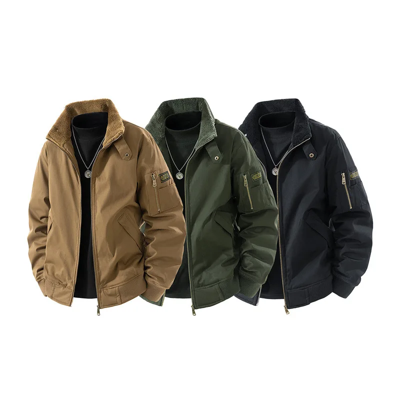 

Retro Men's Cotton Jacket Autumn Winter Plus Velvet Fashion Casual Male Coat Parkas Men Autumn Winter Thickened Warm Windbreaker