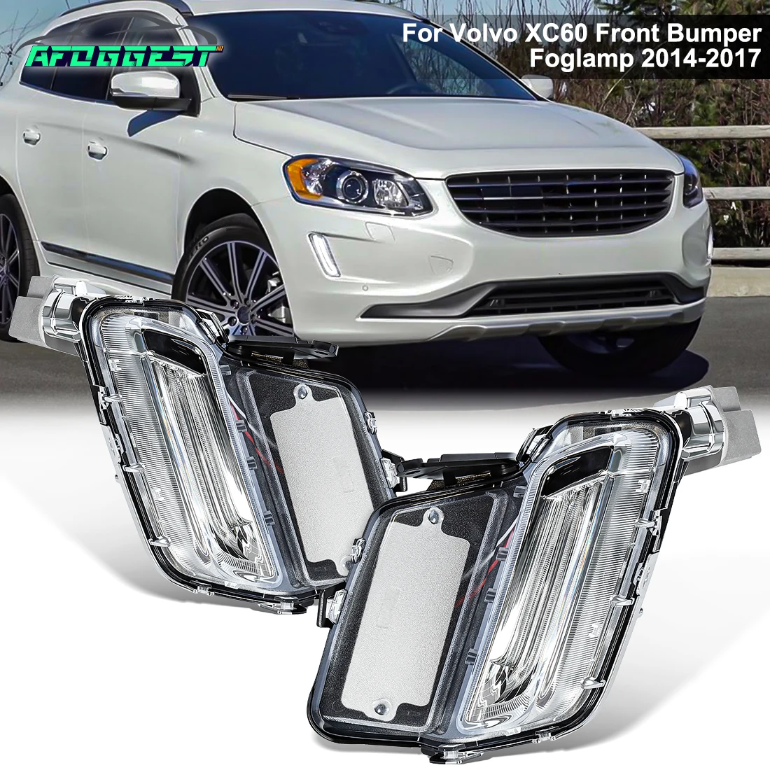 

Светодиодные противотуманные фары для Volvo XC60 2014-2018, 2 шт., передние дневные ходовые огни, LED DRL, 31364330, 31364331, 12В