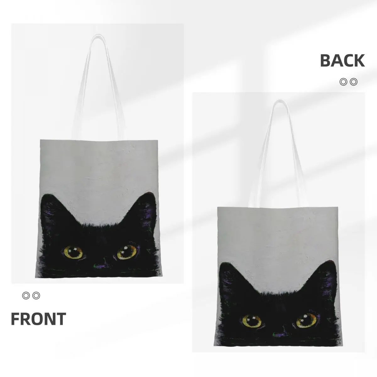 Schwarze Katze Kitty Liebhaber Tier Haustier Leinwand Tasche Handtasche Umhängetaschen wieder verwendbare Einkaufstaschen für Unisex