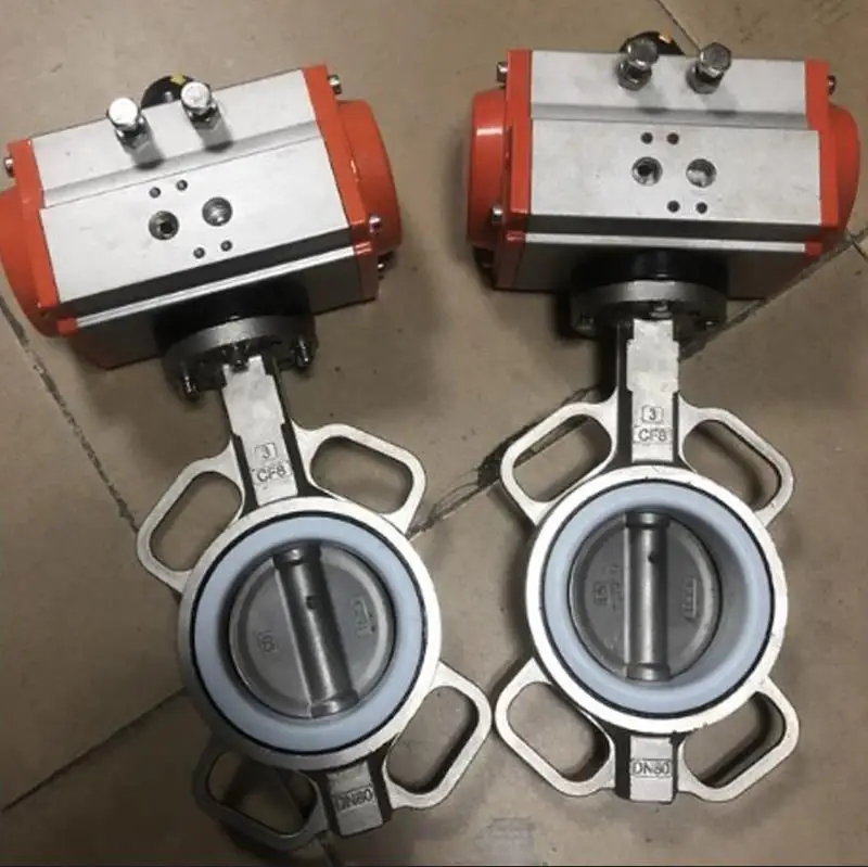 

Shield Machine Accessories AT All Stainless Steel PTFE Butterfly Valve/304 Pneumatic Wafer Butterfly Valve DN40/50/65/80/12