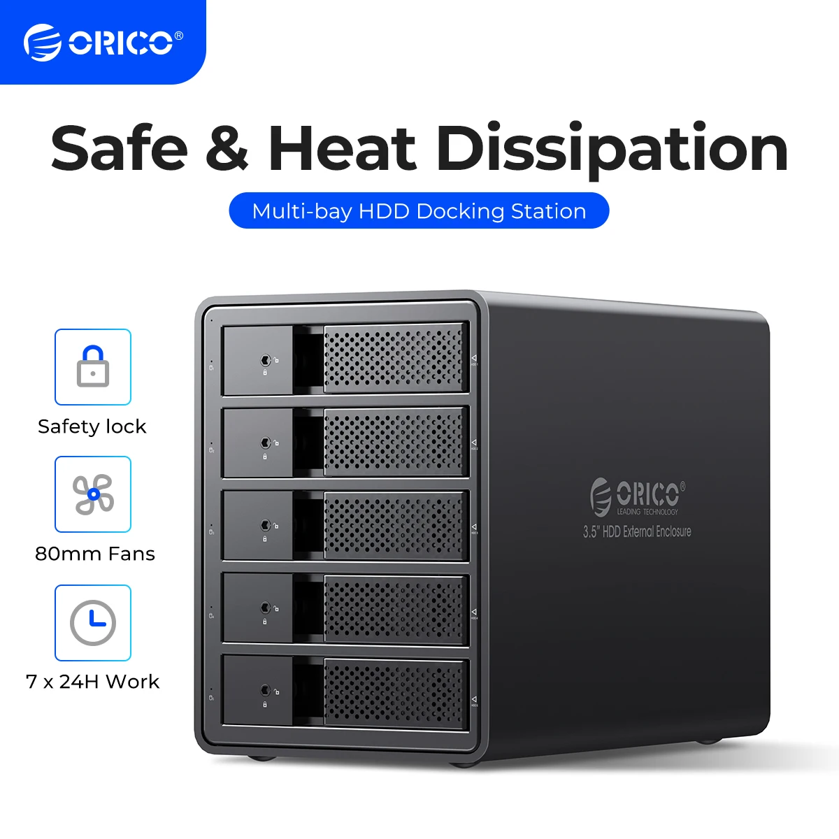 

ORICO 95 Series Multi Bay 3.5'' SATA to USB3 HDD Docking Station HDD Enclosure Aluminum HDD Case for Altcoins Mining