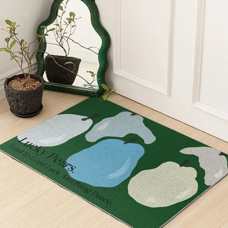 Color pear household door floor mat can be cut foot pad leave-in silk ring dirt-resistant and non-slip creative simple carpet