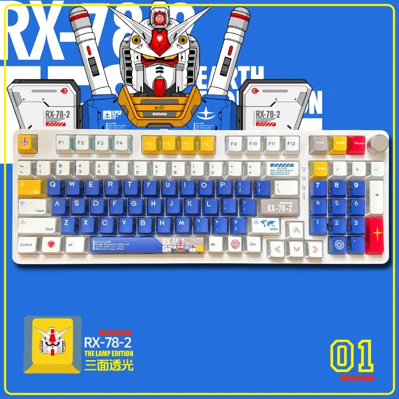 Personal Japan Anime Mobile Warrior Gundam to Three sided Transparent PBT Keycaps Original Factory Highly Thermal Sublimation