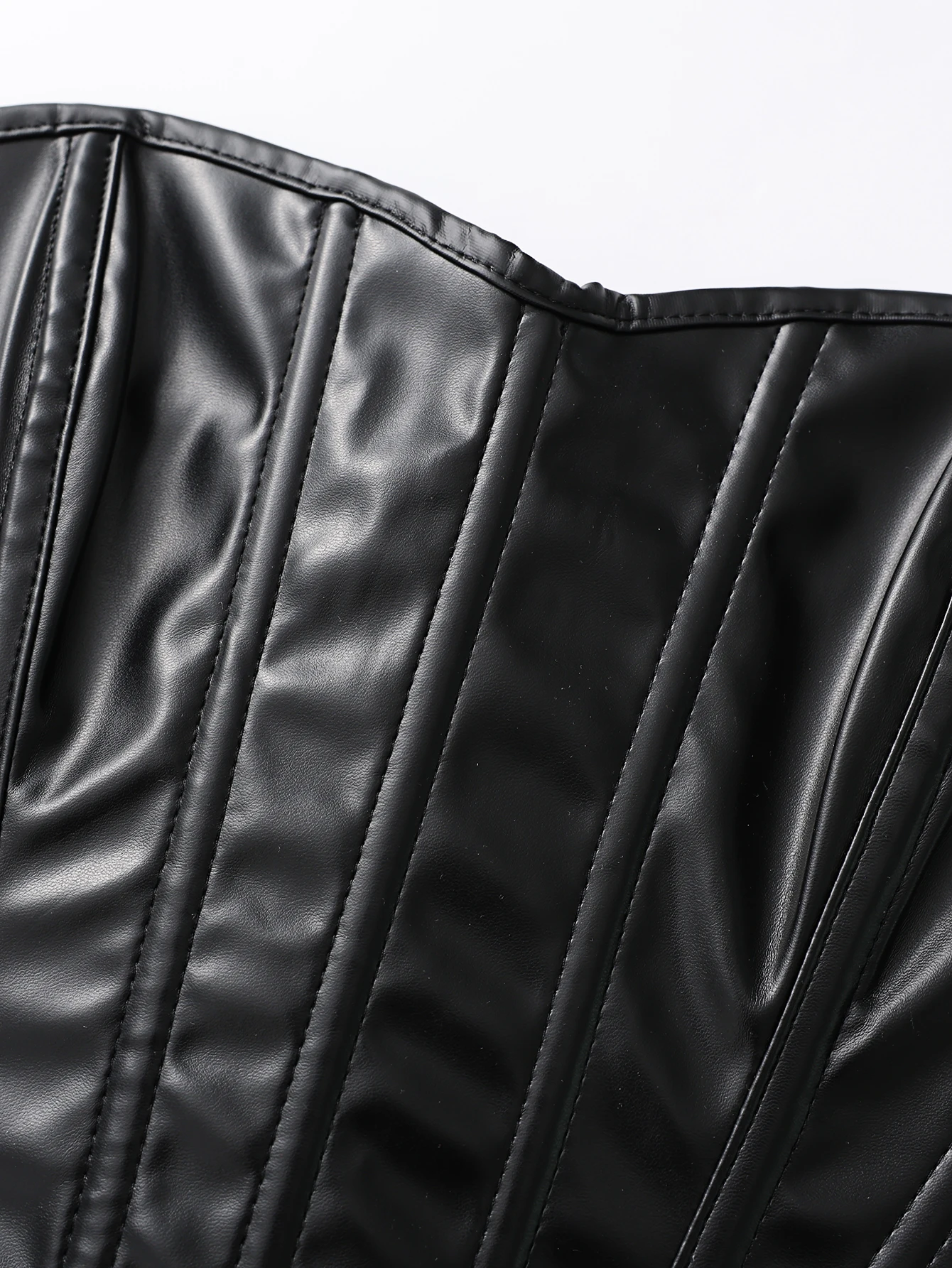 Damen Kunstleder Trägerloses Korsett-Top, Sexy Taillenformer mit Knochenverstärkung für eine schlanke Silhouette – Detail 5