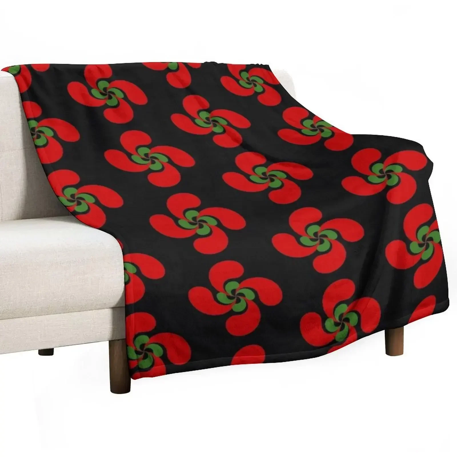 Basque Cross Lauburu Red Green White Euskadi Throw Blanket halloween Custom Blankets