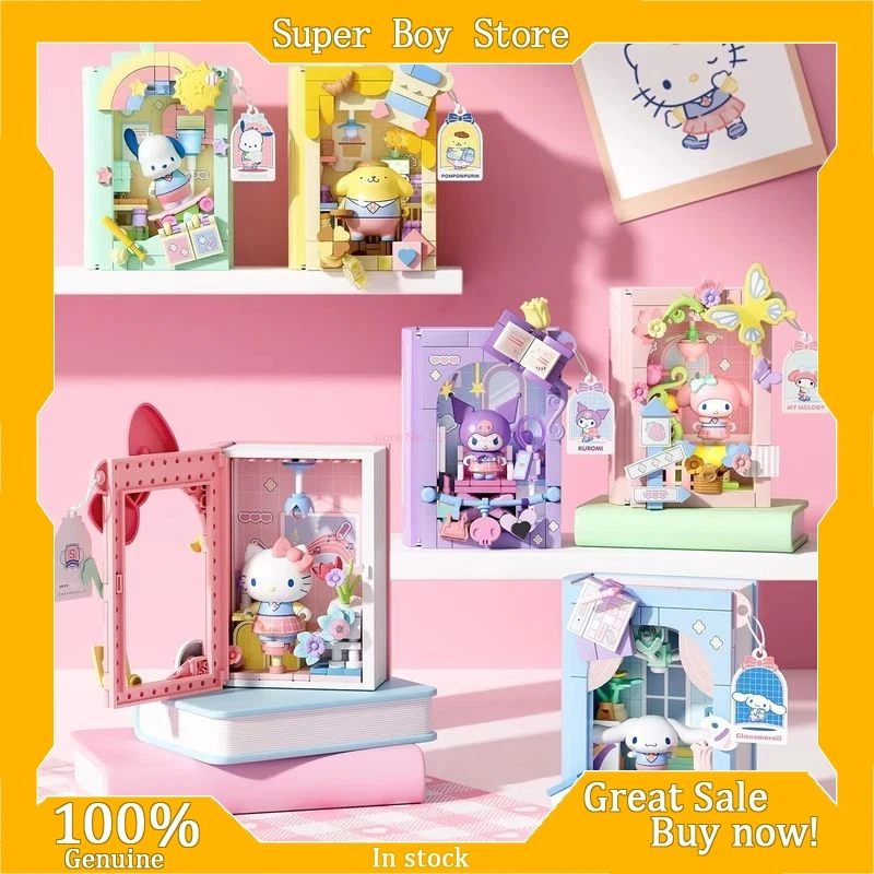 

Areax New Sanrio Hello Kitty Kuromi My Melody Cinnamoroll Brick Book Series Building Blocks Blind Box Diy Assembly Gift For Kids