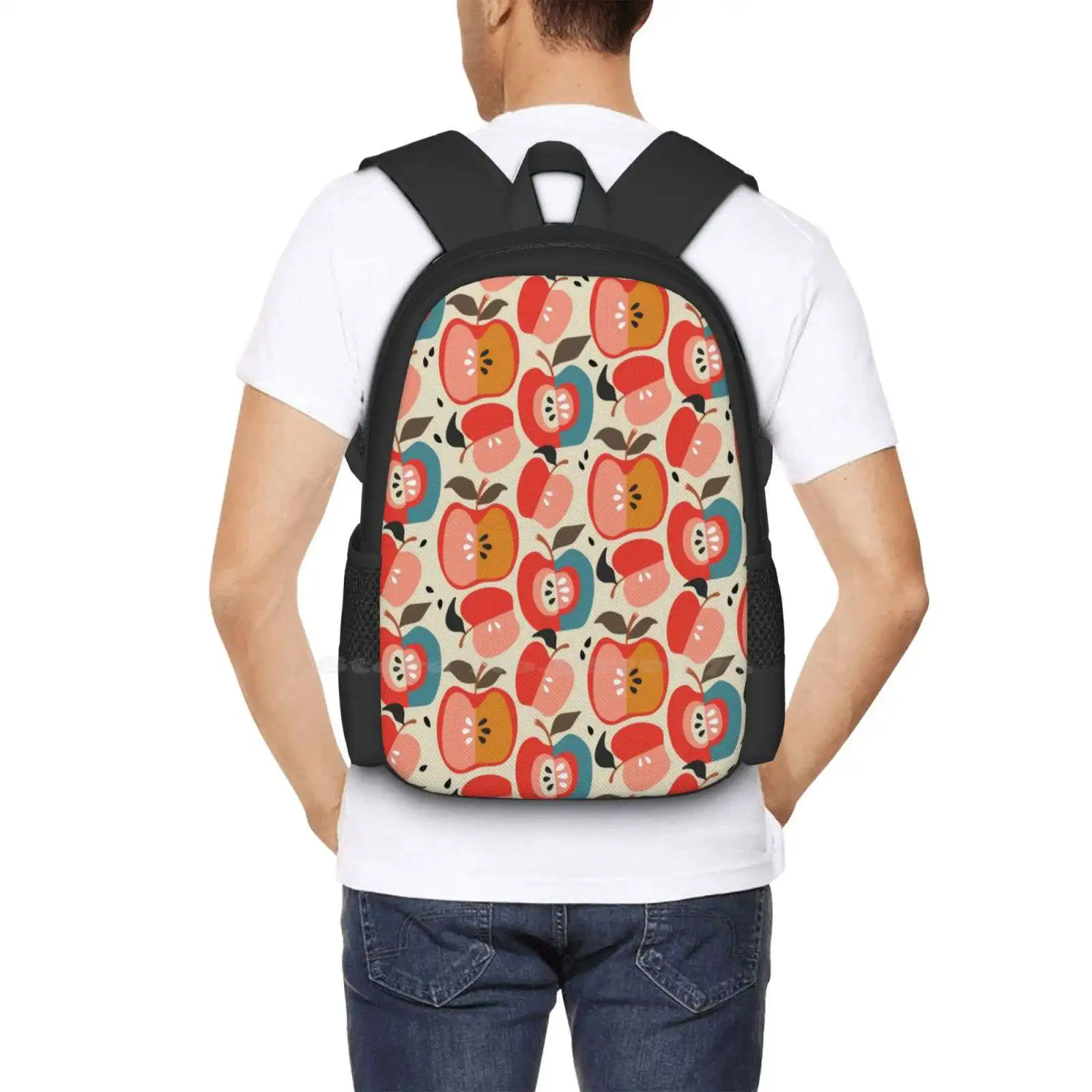 Good Pattern Design Bagpack School Bags Pattern Apples Fall Fruit Mod Vintage Food