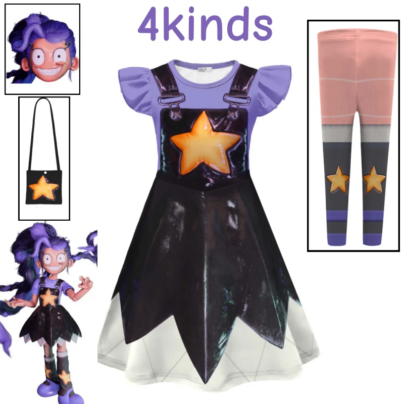 

Bobi 5 Horror Game Play Time Children's Clothes Lily Cosplay Costume Girls Cute Purple Dress Halloween Carnival Clothing Puppet