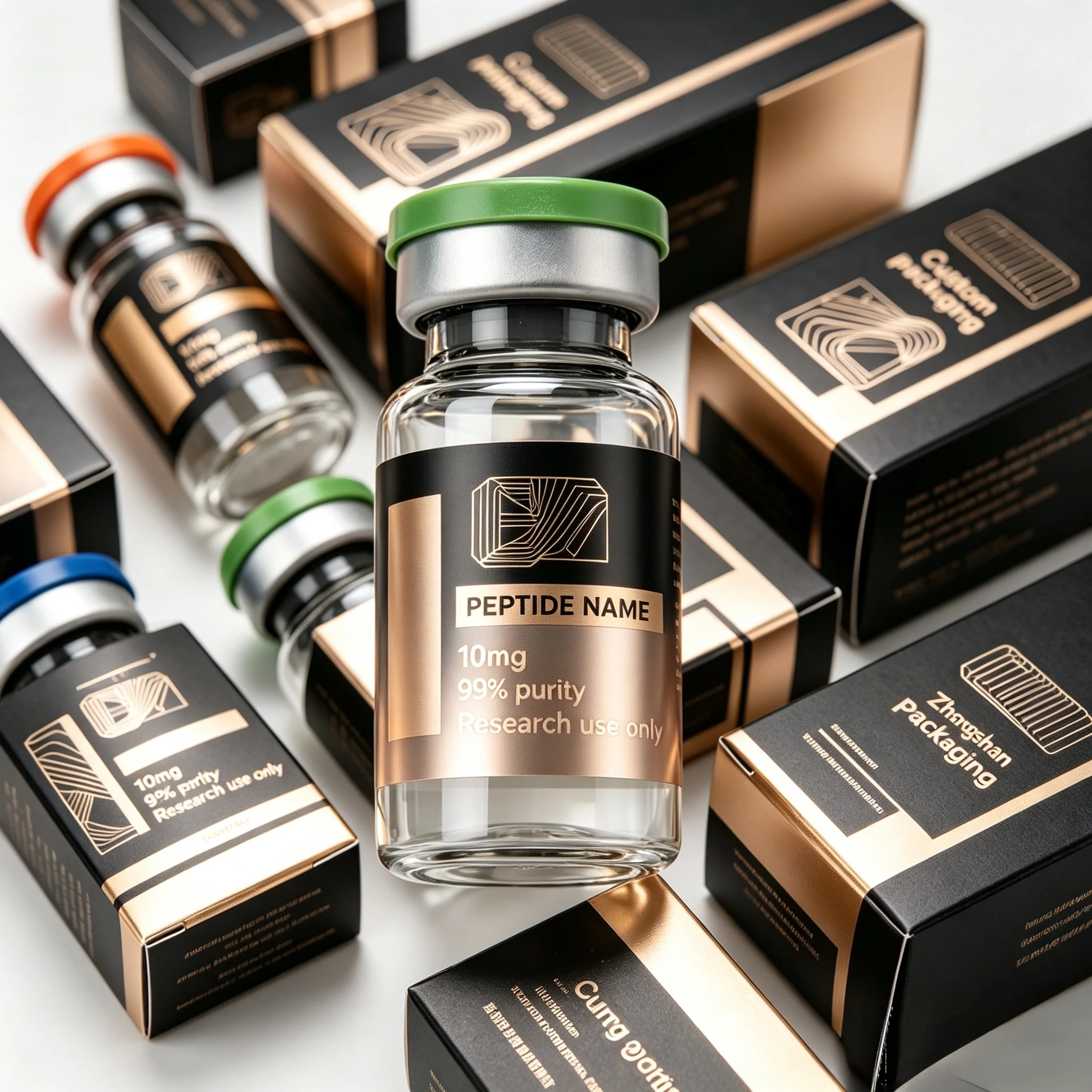 Medical Health Supplement Vial Custom Luxury Gold Foil Peptide Bottle Labels Waterproof Clear Anti-scratch Self Adhesive Sticker