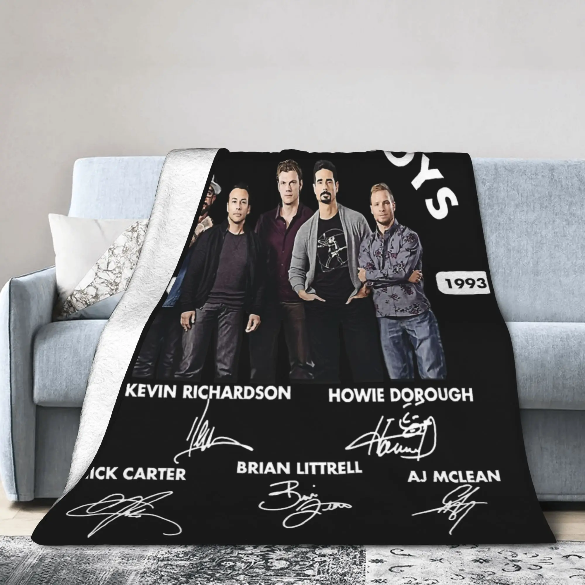BSB Backstreet Boys Retro Pop Band Portrait Signature Blanket Quality Warm  Bedding Throws Spring Picnic Bedroom Print Bedspread