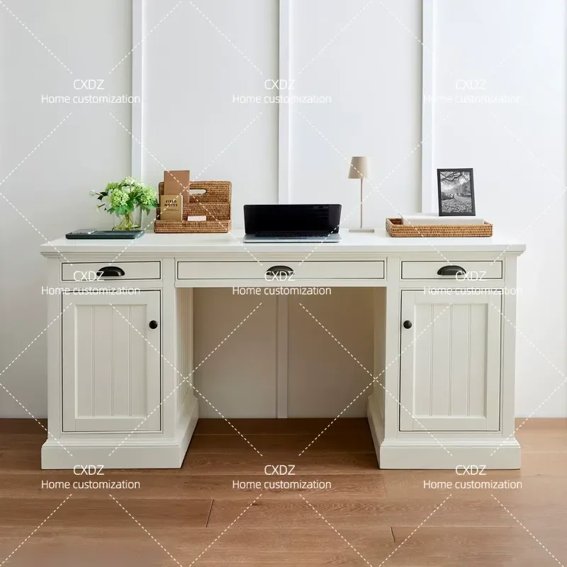 Country Retro Solid Wood Desk Study Home Writing Computer Table