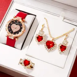 Women's Quartz Watch Luxury Ring Necklace Earring Rhinestone Fashion Wristwatch Female Clock Casual Ladies Watches Montre Femme