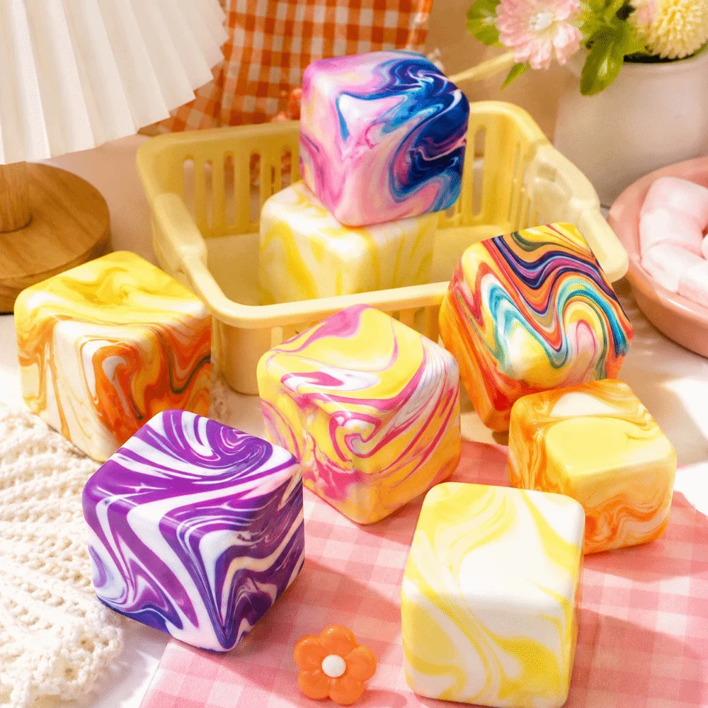Kneading 7cm Cheese Squeezed Cube Super Soft Realistic Slow Rebound Fidget Comfortable Anxiety Relief Squishy Stress Relief