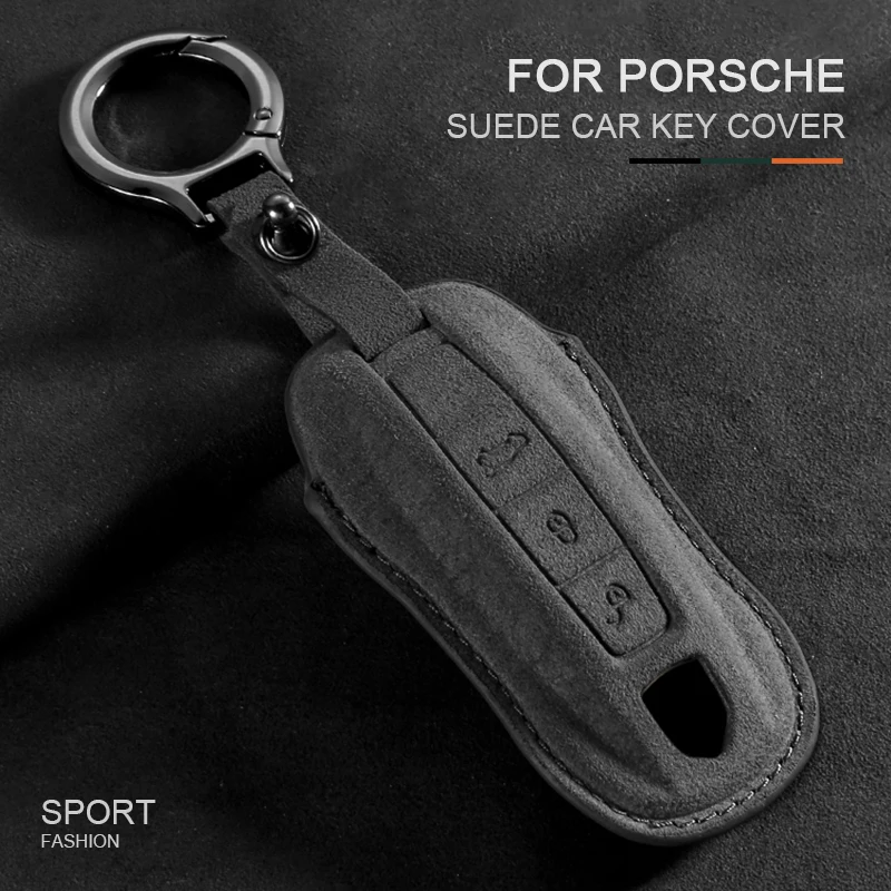 

3 Buttons Car Key Case Cover for Porsche Panamera Cayenne 971 911 9YA Macan Boxster Suede Car Remote Key Shell Fob Accessories
