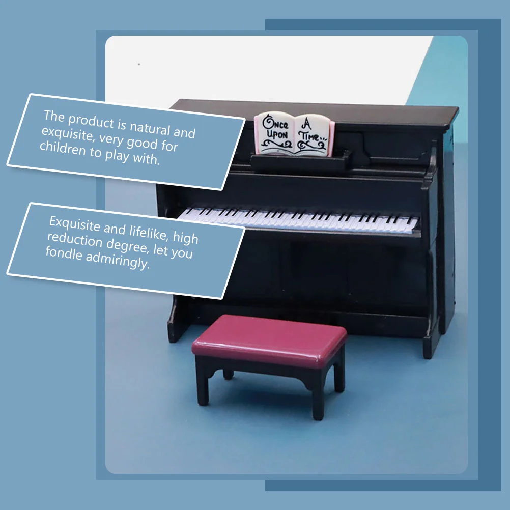 Miniature Piano Figurines nament Furniture Adornment Landscape Prop Kids Stool Compact Exquisite Lifelike Smooth