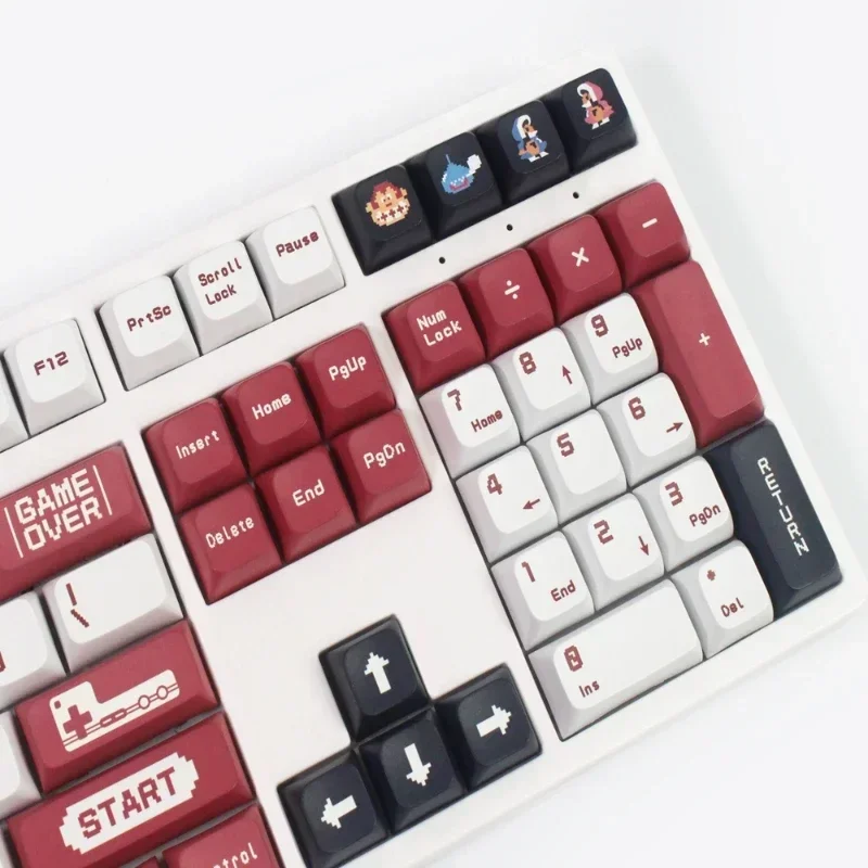 Imagem -06 - Retro fc Vermelho e Branco Máquina Tema Boné Pixel 134 Teclas Xda Perfil Bola Tampas Teclado Mecânico Pbt Personalizado Faça Você Mesmo Keycaps