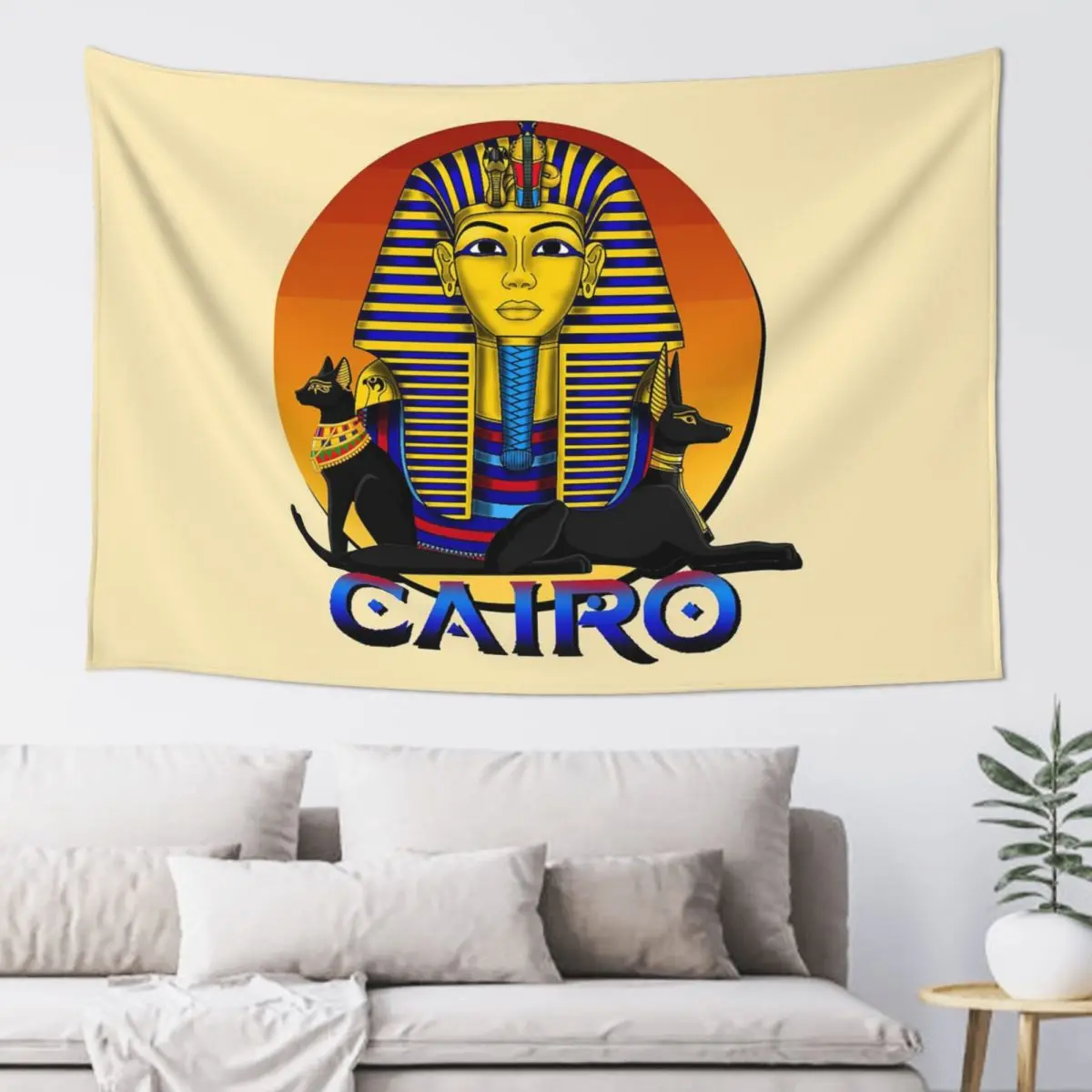 Ancient Gold Pharaoh Egypt King Tut Egyptian Hieroglyphic Tapestry Hippie Wall Hanging Aesthetic Home Decoration Tapestries
