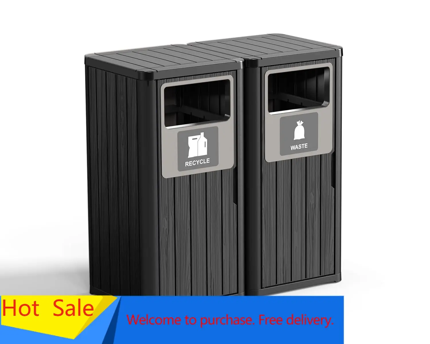 

44 Gallon Outdoor Trash Can,Weatherproof Resin Garbage Indoor Durable Lightweight,Suitable for Patio Office Kitchen,Easy to Clea