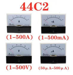 44C2 DC A mA μA V 1A 2A 3A 10A 15A 75mA 100UA 500V Analog Panel AMP Current Meter Gauge Voltage Amperimetro Amperemeter Ammeter