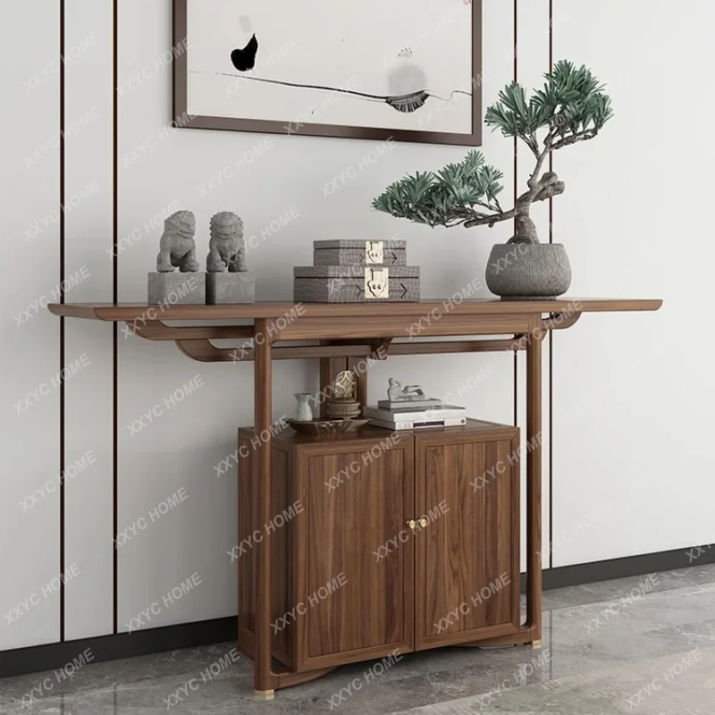 XXNew Chinese Style Entrance Cabinet Solid Wood Entryway God Table Solid Wood Living Room Partition Cabinet Altar Table