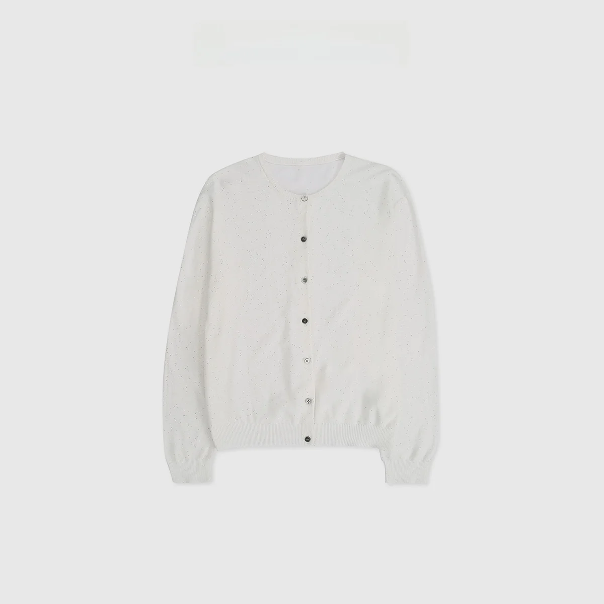 

Элегантный белый вязаный кардиган из хлопка с вышивкой бисером, женский, с длинными рукавами, круглым вырезом, вязаная одежда