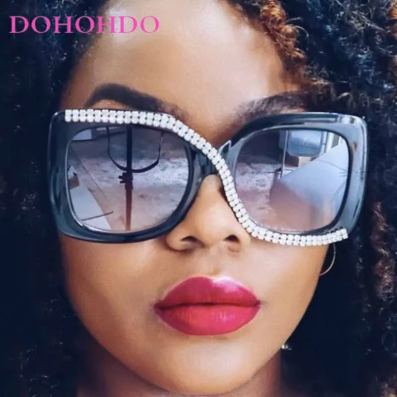 

DOHOHDO 2025 Fashion Diamond Design Square Sunglasses Women Men Retro Oversized Frame Ins Trendy Ladies Luxury Sun Glasses UV400