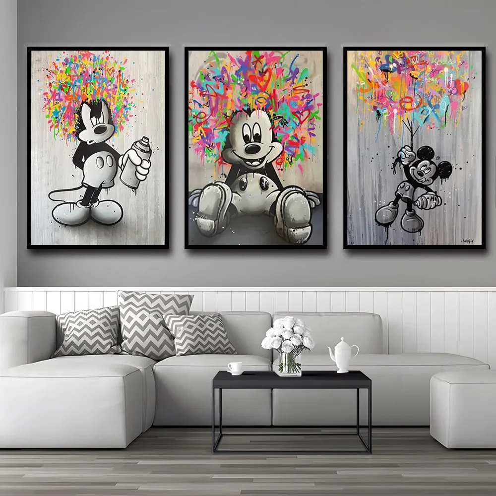 

MINISO Disney Classic Anime Mickey Mouse Wall Art Poster Prints Modern Cartoon Home Living Room Decoration Canvas Painting Gift