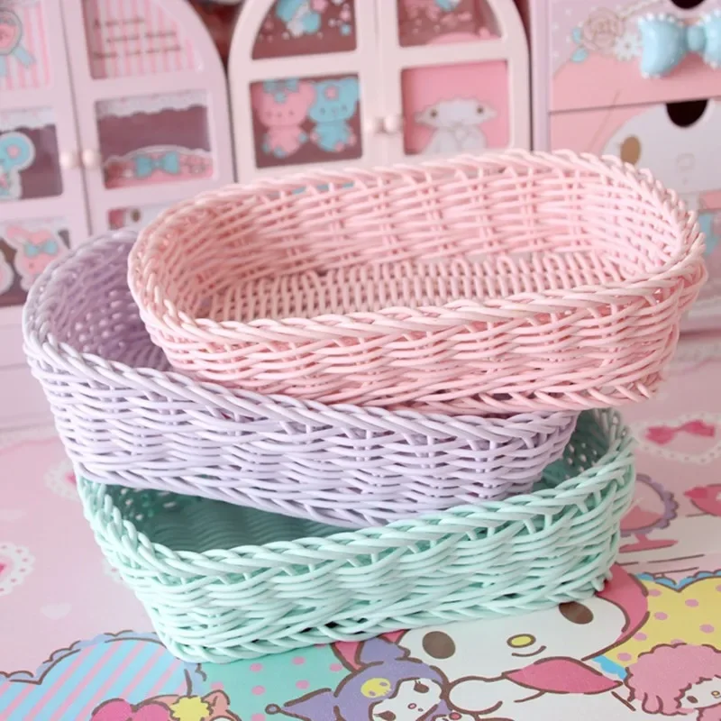 Home Storage Basket Desktop Basket Photo Props for Home Storage Decoration Sweet Color Basket Nordic Storage Fruit