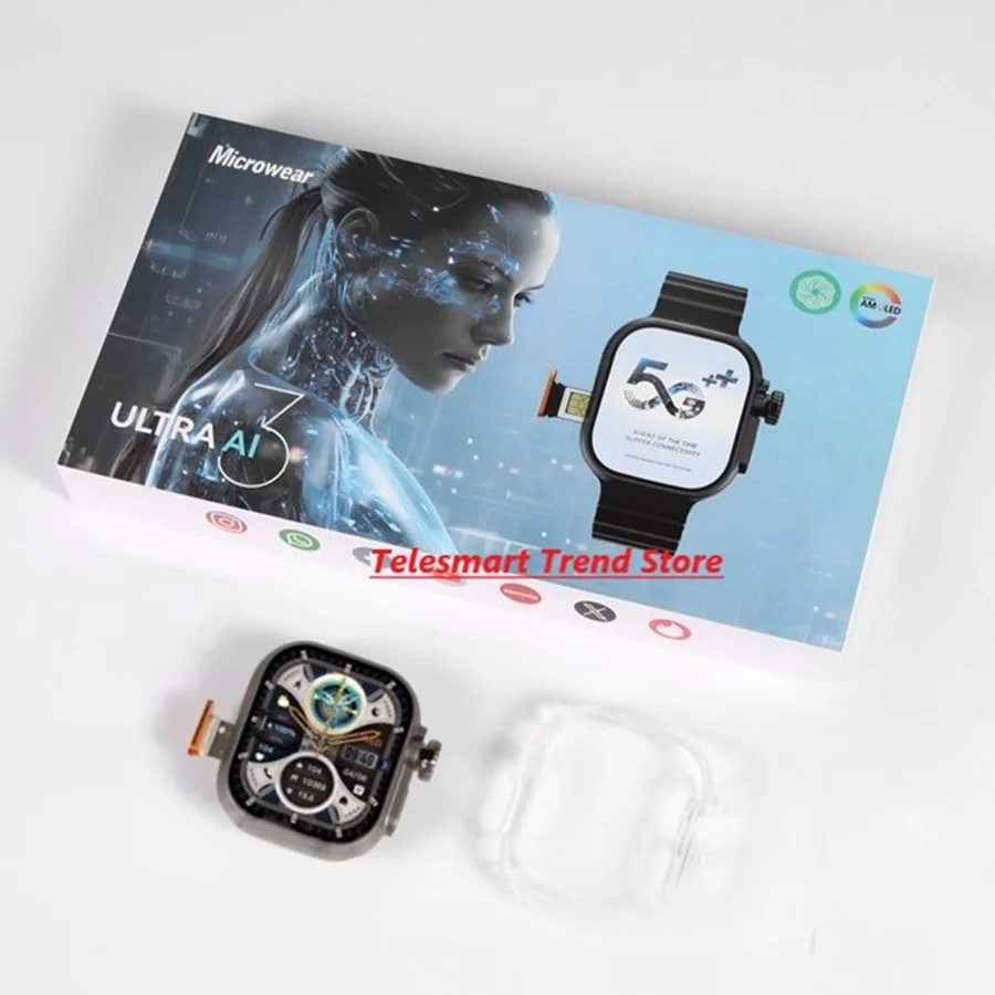 

2025 Android Smartwatch 4g Con Tarjeta SIm Black Silver 16GB Ultra3AI Reloj Microwear S9 Ultra Ai 3 5g Connected Smart Watch