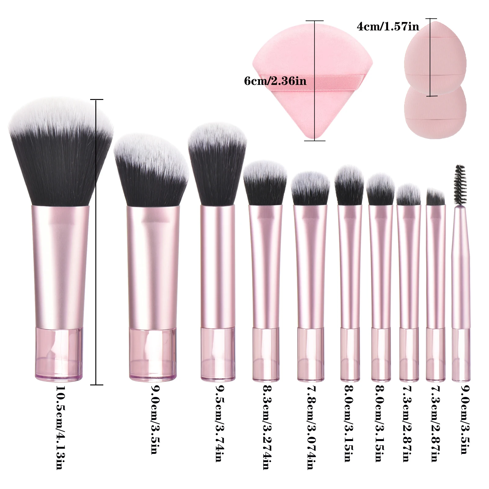 10 Mini pennelli per trucco rosa Strumento per trucco portatile da viaggio Soffio per trucco - Pennello per palmo Set di strumenti per trucco professionale