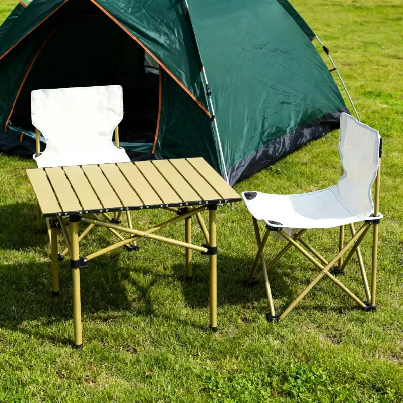 2026 Foldable High Quality Aluminum Alloy  Roll Table Camping Table And Chair Set In Garden Leisure