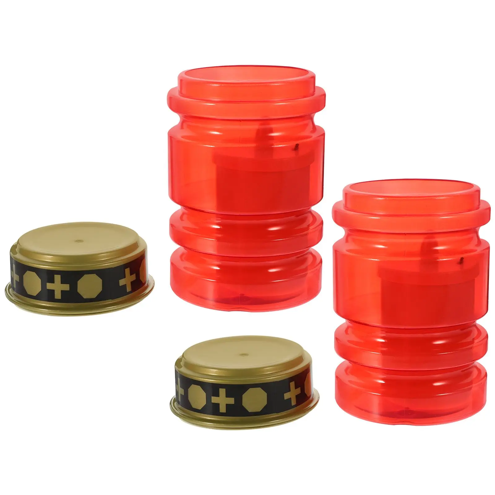 2 Pcs LED Light Outdoor Ornaments Religious Cemetery Decorations for Grave Lamp Candles Plastic Lantern