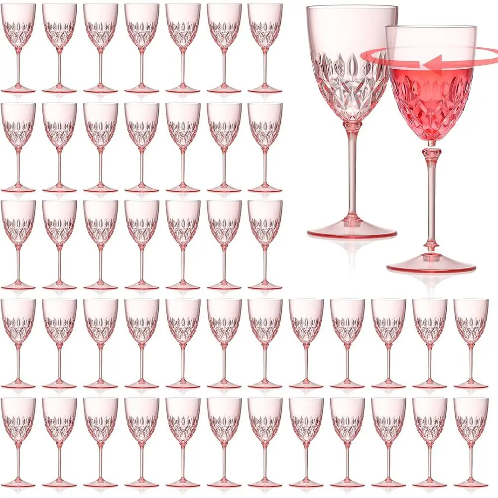 

Plastic Pink Wine Glasses Bulk 7.4oz Detachable Small Wine Goblet Champagne lutes Unbreakable Vintage Diamond Stemware Mimosa Dr