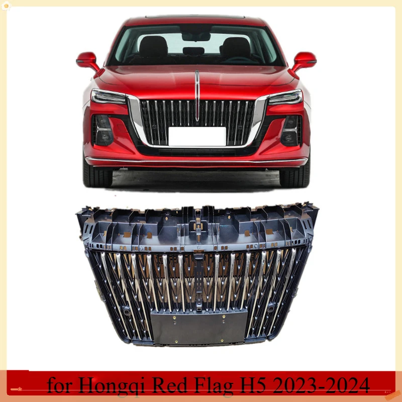 Front Grille Chrome Radiator Grill for Hongqi Red Flag H5 2023-2024 Modified Bumper Net Mask Body Kit Car Accessories